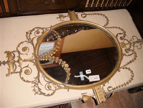 19th Century Adam style giltwood and gesso oval wall mirror